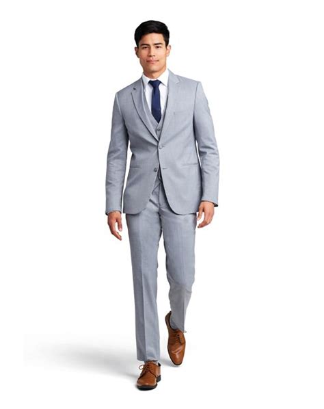 Stitch & Tie Heather Grey Performance Suit Wedding Tuxedo